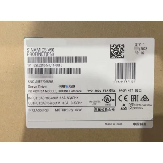 全新原装6SL3210-5FE11-0UF0 伺服电机