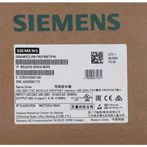全新原装  6SL3210-5FB10-8UF0 伺服电机