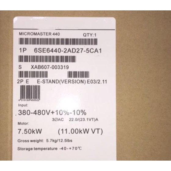 全新原装 6SE6440-2AD27-5CA1 7.5kw 变频器