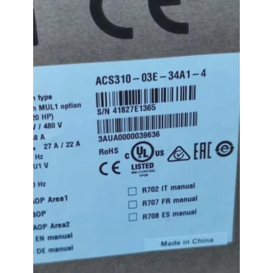 全新原装 ACS310-03E-34A1-4 逆变器